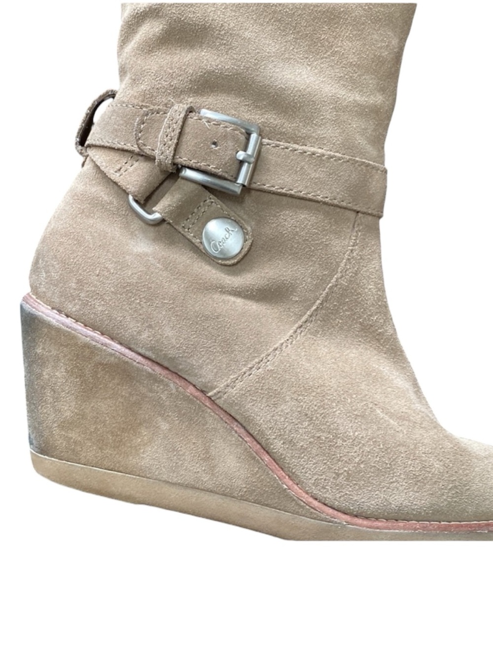COACH Candid Suede Knee-High Wedge Boots in Clay (Tan) Size 8 - Picture 6 of 10